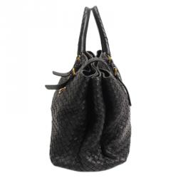 Pre Owned Bottega Veneta Black Intrecciato Roma Tote