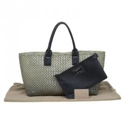 Pre Owned Bottega Veneta Black PVC Large Limited Edition Cabat Tote