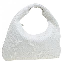 Pre Owned حقيبة بوتيغا فينيتا فراي بيلي فينيتا كبيرة جلد مغزور انترشياتو بيضاء