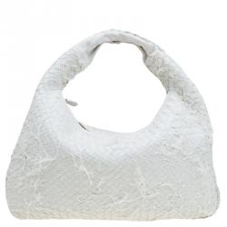 Pre Owned حقيبة بوتيغا فينيتا فراي بيلي فينيتا كبيرة جلد مغزور انترشياتو بيضاء