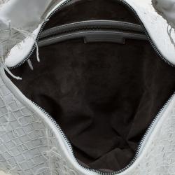 Pre Owned حقيبة بوتيغا فينيتا فراي بيلي فينيتا كبيرة جلد مغزور انترشياتو بيضاء