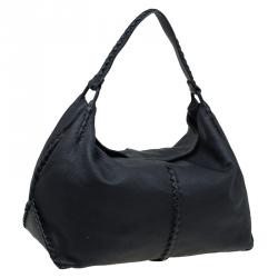 Pre Owned Bottega Veneta Black Cervo Leather Loop Hobo