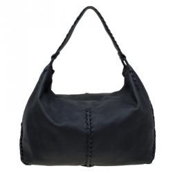Pre Owned Bottega Veneta Black Cervo Leather Loop Hobo
