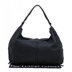 Pre Owned Bottega Veneta Black Cervo Leather Loop Hobo