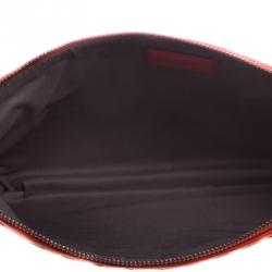Bottega Veneta Red/Orange Intrecciato Woven Leather Medium Pouch