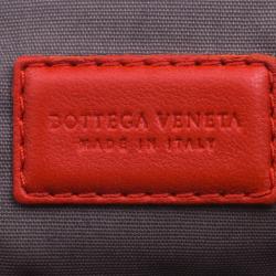 Bottega Veneta Red/Orange Intrecciato Woven Leather Medium Pouch