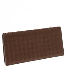 مملوكة مسبقًا Bottega Veneta Brown Intrecciato Leather Continental Wallet