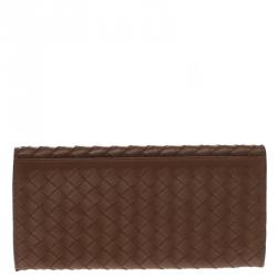 مملوكة مسبقًا Bottega Veneta Brown Intrecciato Leather Continental Wallet