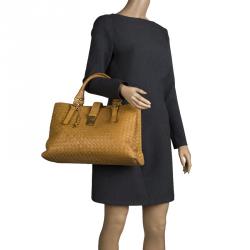 Pre Owned حقيبة يد بوتيغا فينيتا روما جلد إنترشياتو بنية فاتحة