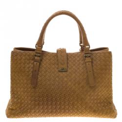 Pre Owned حقيبة يد بوتيغا فينيتا روما جلد إنترشياتو بنية فاتحة