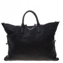 Pre Owned Bottega Veneta Black Intrecciato Nappa Leather Convertible Tote