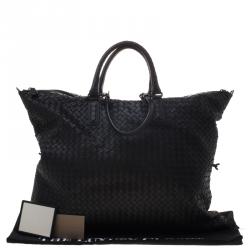 Pre Owned Bottega Veneta Black Intrecciato Nappa Leather Convertible Tote
