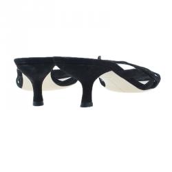 Pre Owned Bottega Veneta Black Suede Slides Size 40