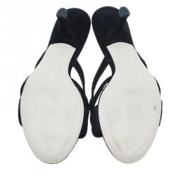 Pre Owned Bottega Veneta Black Suede Slides Size 40