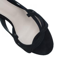 Pre Owned Bottega Veneta Black Suede Slides Size 40