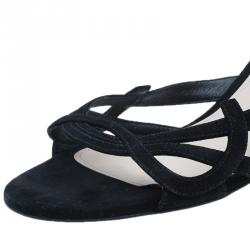 Pre Owned Bottega Veneta Black Suede Slides Size 40