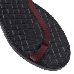 Pre Owned Bottega Veneta Red Leather Toe Ring Sandals Size 37