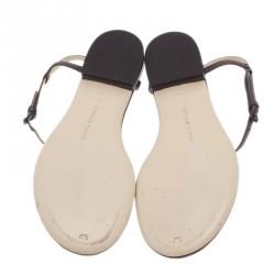 Pre Owned Bottega Veneta Brown Leather Intrecciato Thong Sandals Size 37