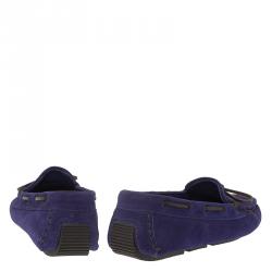 Pre Owned Bottega Veneta Purple Intrecciato Suede Bow Loafers Size 36