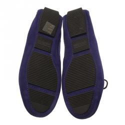 Pre Owned Bottega Veneta Purple Intrecciato Suede Bow Loafers Size 36