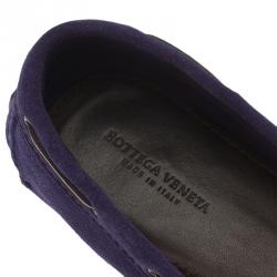 Pre Owned Bottega Veneta Purple Intrecciato Suede Bow Loafers Size 36