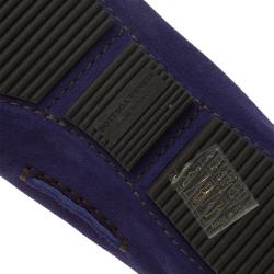 Pre Owned Bottega Veneta Purple Intrecciato Suede Bow Loafers Size 36