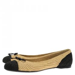 مملوكة مسبقًا Bottega Veneta Two-Tone Raffia Ballet Flats Size 40