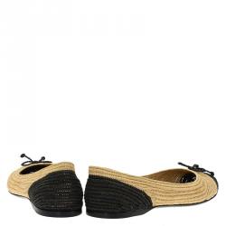مملوكة مسبقًا Bottega Veneta Two-Tone Raffia Ballet Flats Size 40