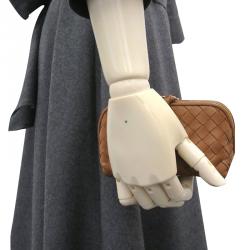 Bottega Veneta Brown Intrecciato Woven Nappa Leather Cosmetic Pouch