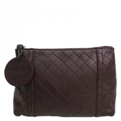 Bottega Veneta Brown Intrecciomirage Leather Pouch