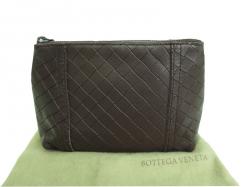 Bottega Veneta Brown Intrecciomirage Leather Pouch
