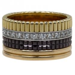 Boucheron Quatre Classic Diamonds Yellow White and Pink Gold Large Ring Size 52