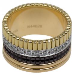 Boucheron Quatre Classic Diamonds Yellow White and Pink Gold Large Ring Size 52