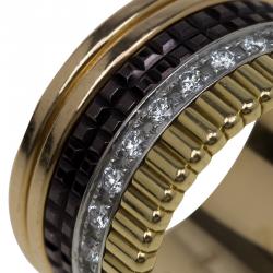 Boucheron Quatre Classic Diamonds Yellow White and Pink Gold Large Ring Size 52
