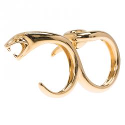 Boucheron Snake Yellow Gold Double Ring Size 50