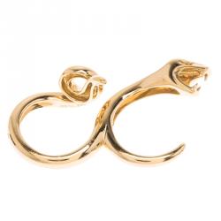Boucheron Snake Yellow Gold Double Ring Size 50