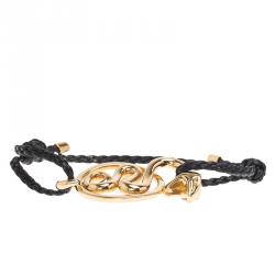Boucheron Snake Yellow Gold Braided Leather Bracelet