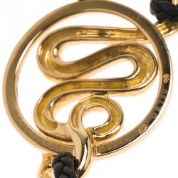 Boucheron Snake Yellow Gold Braided Leather Bracelet