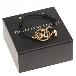 Boucheron Snake Yellow Gold Braided Leather Bracelet