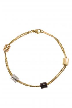 Boucheron Quatre Ceramic, 18k Three Tone Gold Soft Bracelet Size 17cm