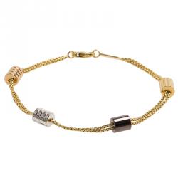 Boucheron Quatre Ceramic, 18k Three Tone Gold Soft Bracelet Size 17cm