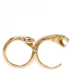 Boucheron Snake Yellow Gold Double Ring Size 54