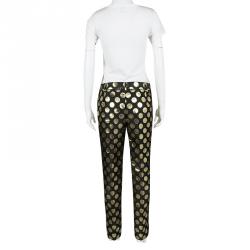 Pre Owned Boutique Moschino Black and Gold Foil Polka Dot Pants M