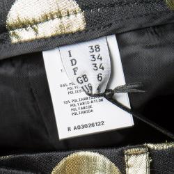 Pre Owned Boutique Moschino Black and Gold Foil Polka Dot Pants M