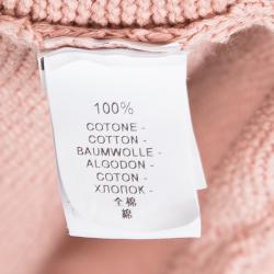 Pre Owned Brunello Cucinelli Pink Cotton Knit Beaded Trim Detail High Low Cardigan L