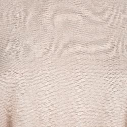 Pre Owned Brunello Cucinelli Beige Sequinned Knit Layered Long Sleeve Sweater L