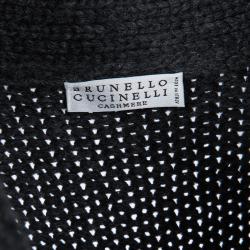 Pre Owned Brunello Cucinelli Grey Chunky Cashmere Sequin Embellished Long Cardigan M