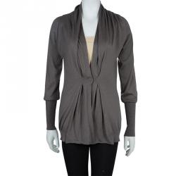 Pre Owned Brunello Cucinelli Grey Cashmere Cardigan L