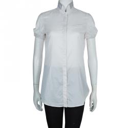 Pre Owned Brunello Cucinelli White Short Sleeve Top L