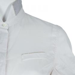 Pre Owned Brunello Cucinelli White Short Sleeve Top L